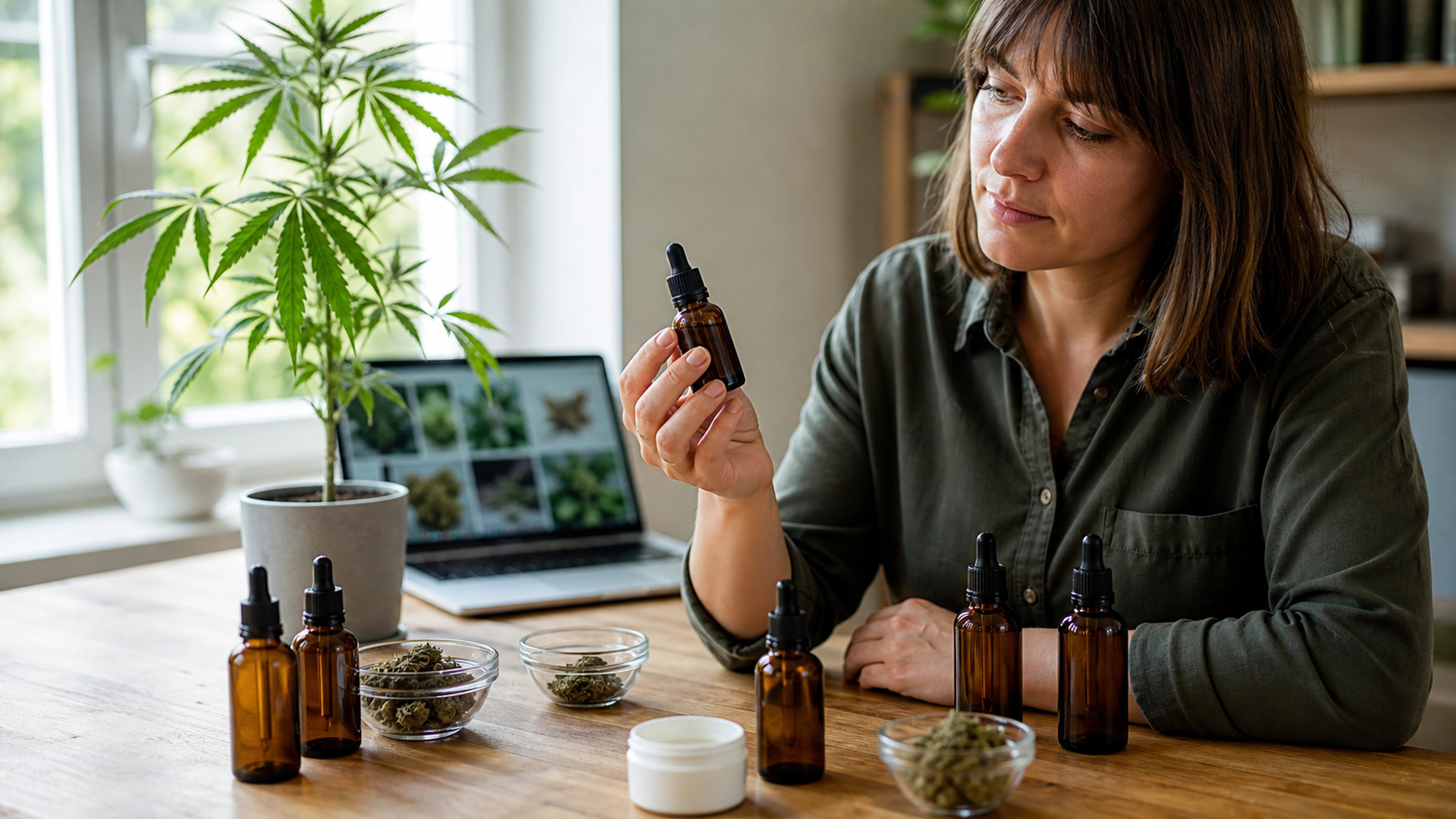Comparaison de produits CBD génériques et sans marque dans un espace de contrôle qualité