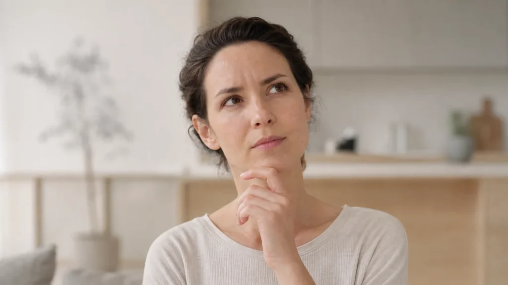 Personne qui se pose une question avant de prendre une décision