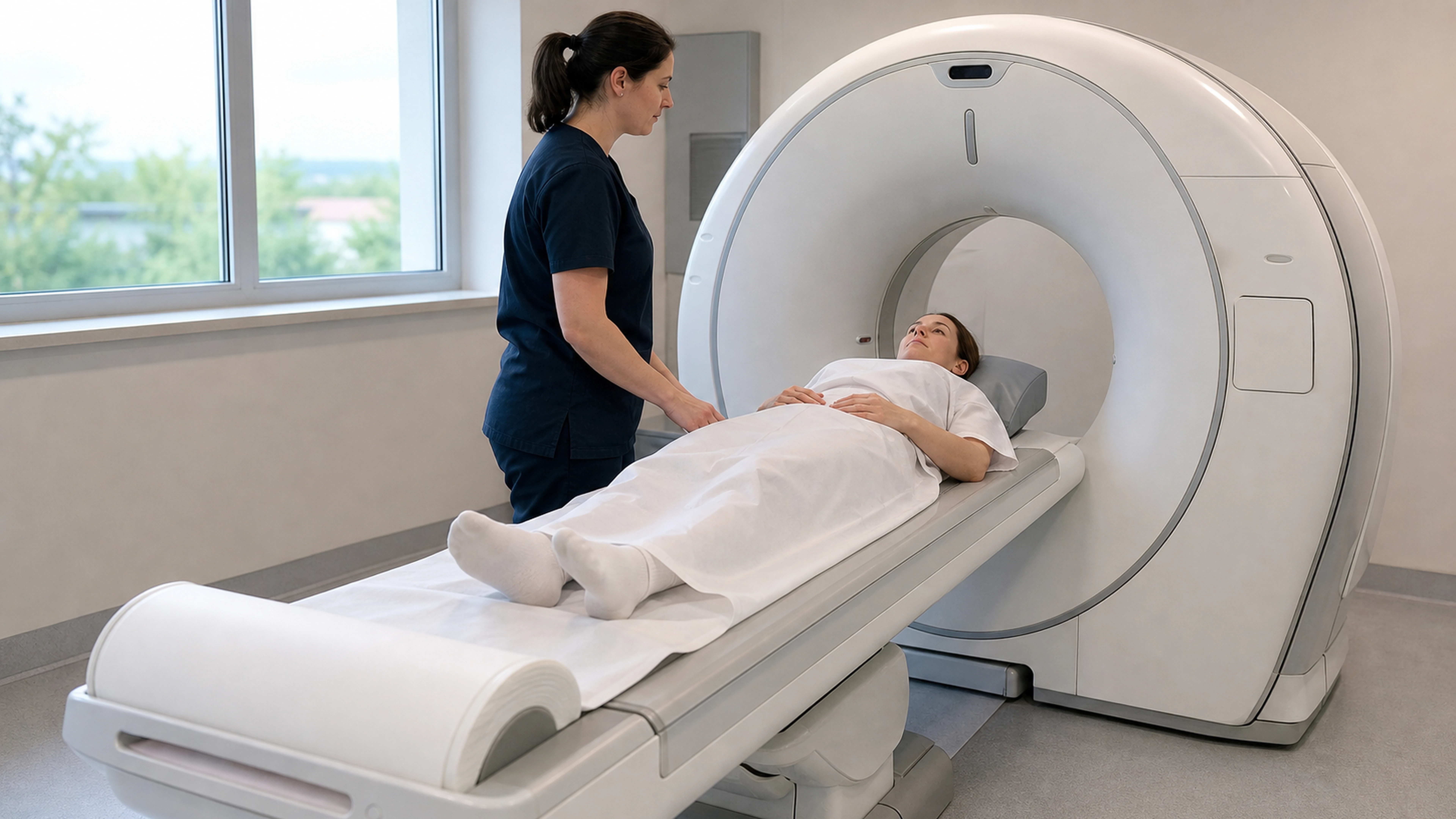 Illustration éditoriale pour l’article « Durée d'un scanner abdominal : temps et déroulement »