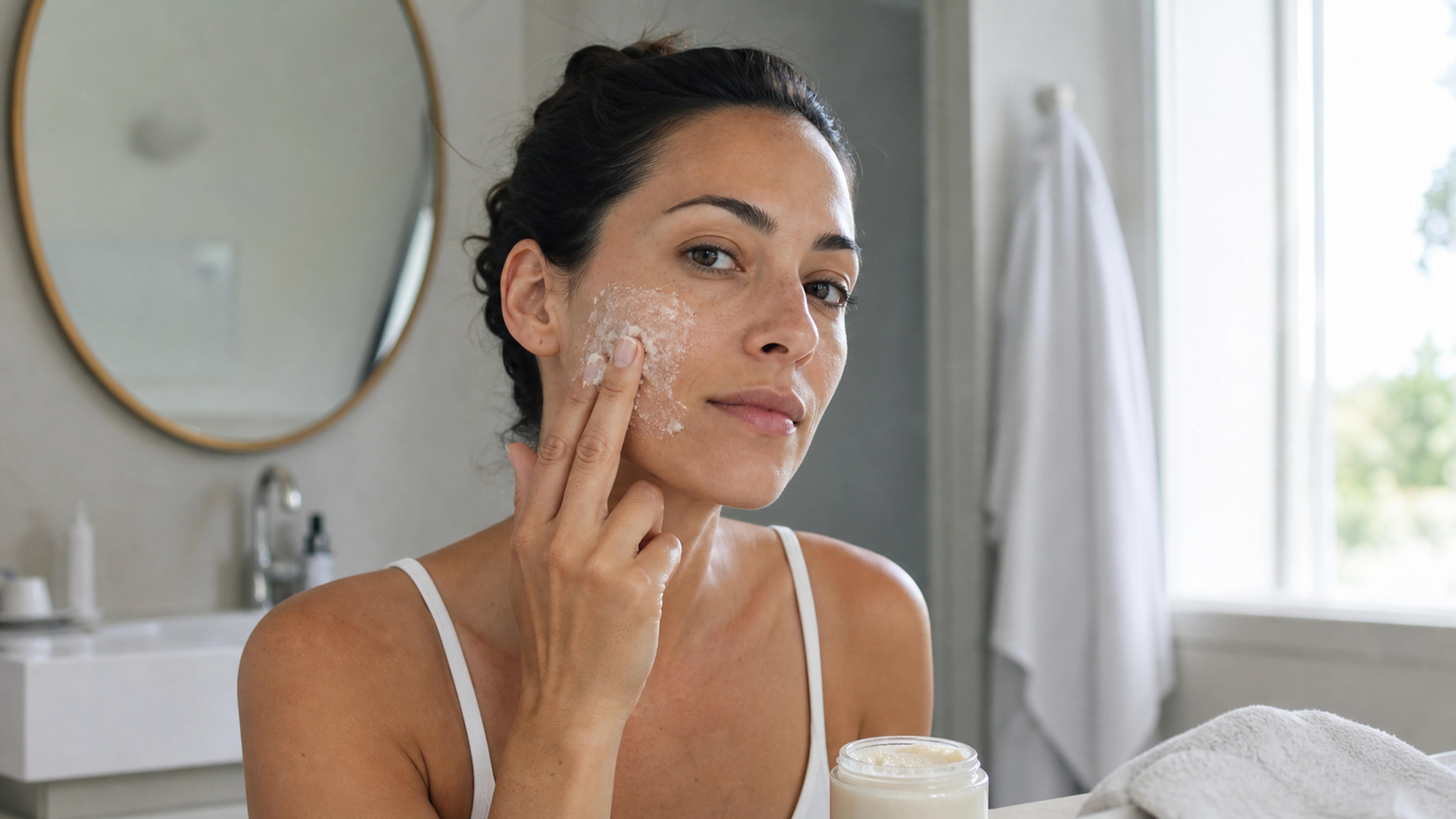 Illustration éditoriale pour l’article « Sublimez votre visage avec le gommage lissant Patyka »