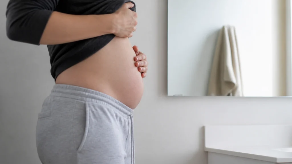 Illustration éditoriale pour l’article « Pourquoi votre ventre est gonflé comme une femme enceinte »